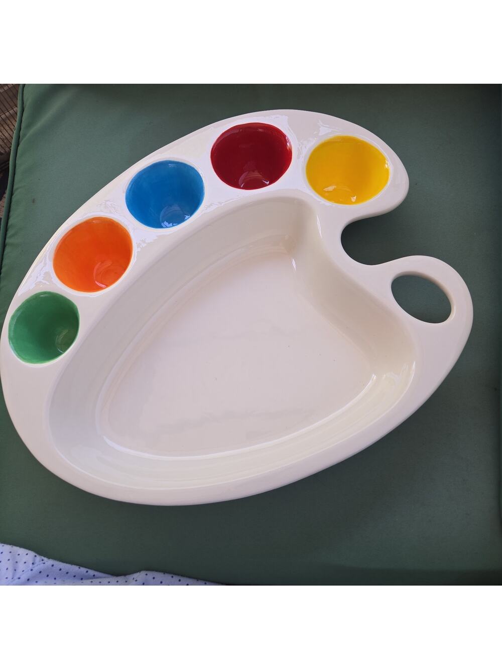 blanc de blanc, White Ceramic Collection, Artist Pallete Chip and Dip Platter